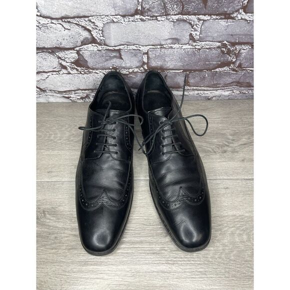 Boss Hugo Boss Black Leather Wingtip Oxfords Dress Shoes Men\'s Sz 12M US/45EU main image 14